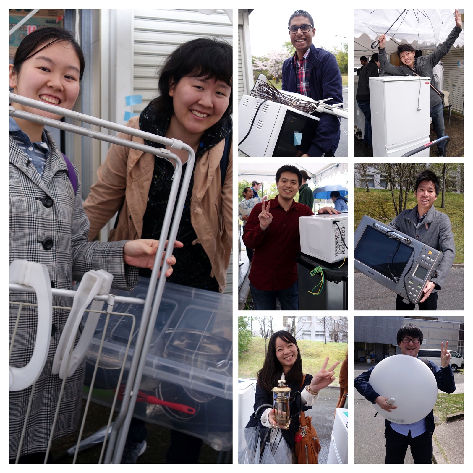 A small number of the happy people receiving items at the Reuse Market.