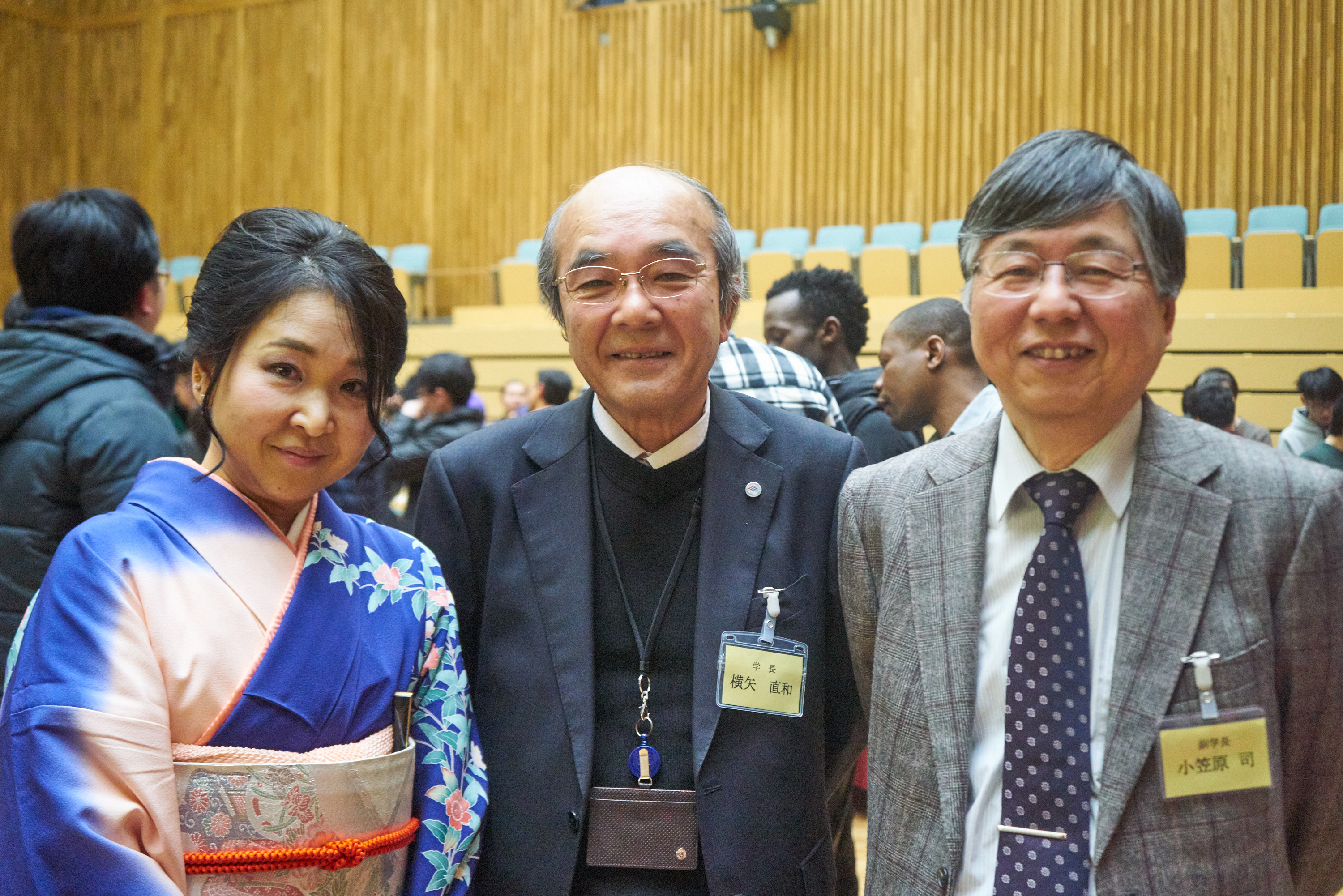 From Left: Ms. Rika Ogata, President Naokazu Yokoya, Prof. Tsukasa Ogasawara